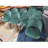 A SET OF EIGHT MODERN GREEN UPHOLSTERED DINING CHAIRS