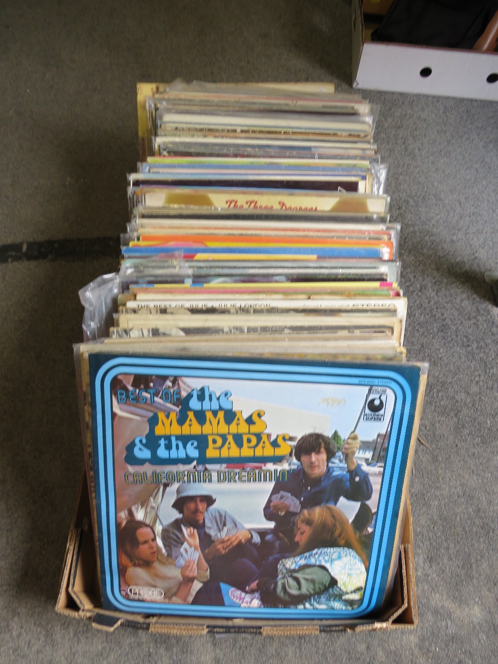 A TRAY OF LP RECORDS FROM 60'S, 70'S, 80'S ETC TO INCLUDE 10CC, BREAD ETC