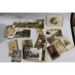 A COLLECTION OF POSTCARDS AND VICTORIAN CABINET PHOTOGRAPHS