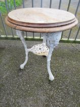 A VINTAGE CAST IRON BRITANNIA STYLE PUB TABLE