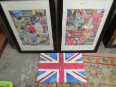 A QUANTITY OF ASSORTED PICTURES AND PRINTS TO INC A UNION JACK PRINT