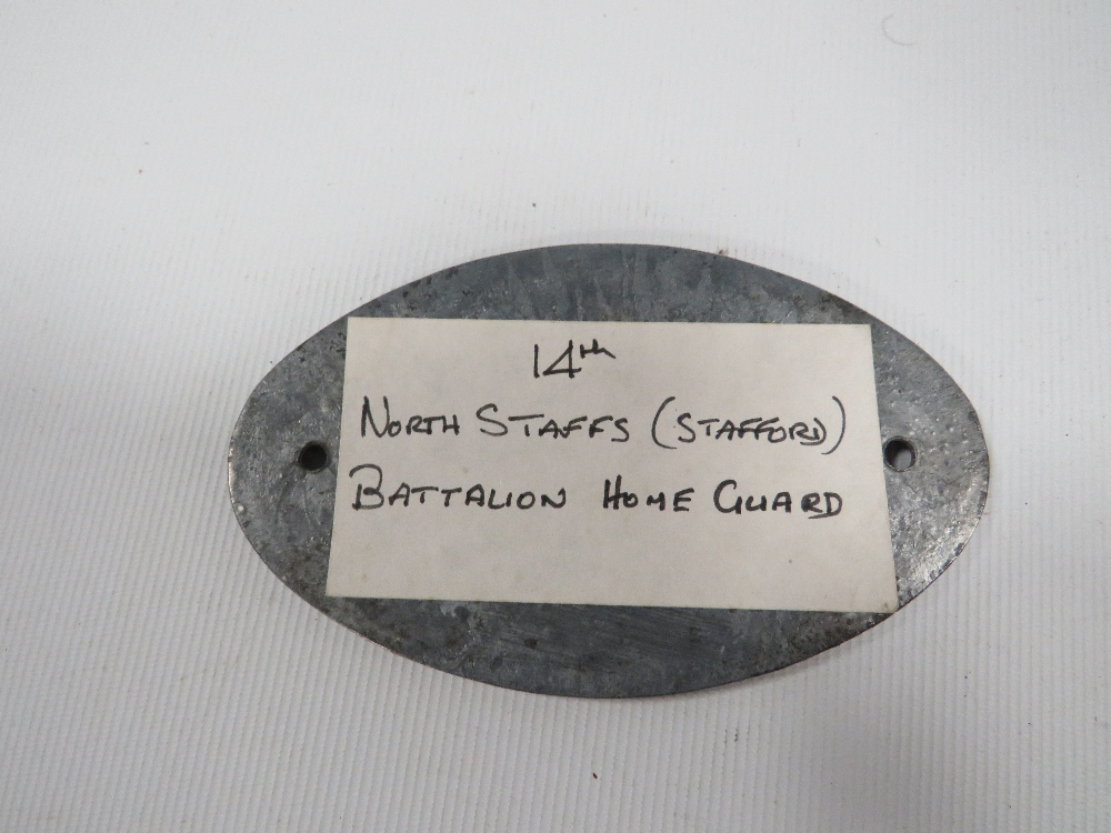 A 14 NORTH STAFFS (STAFFORD) BATTALION HOME GUARD PLATE - Image 2 of 2