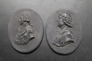 TWO WEDGWOOD BASALT STYLE PLAQUES OF JOSIAH WEDGWOOD AND NELSON