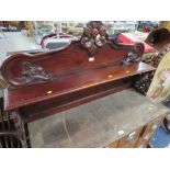 A MAHOGANY CARVED CHIFFONIER BACK