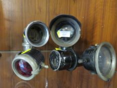 A COLLECTION OF ASSORTED VINTAGE CYCLE LAMPS A/F