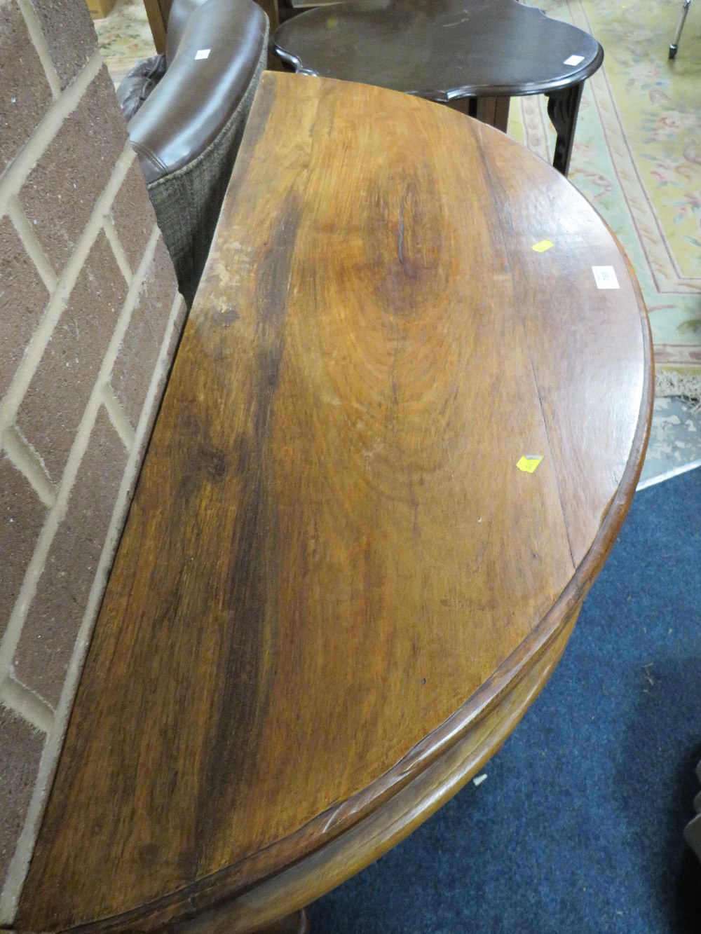 A COLONIAL STYLE HALF MOON TABLE TOGETHER WITH A GILT MIRROR - Image 2 of 2