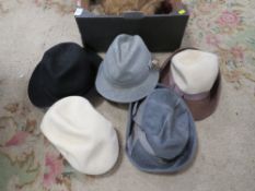 A TRAY OF VINTAGE HATS