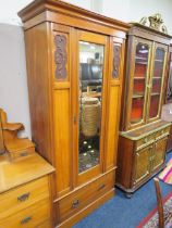 AN EDWARDIAN SATINWOOD SINGLE DOOR WARDROBE