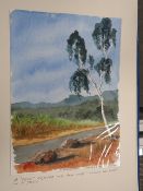 AUSTRALIA INTEREST, TWO ALBUMS OF 29 SIGNED WATER COLOUR PAINTINGS, MOSTLY OF LANDSCAPES AND LOCAL