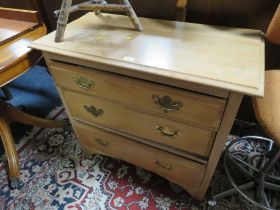 AN EDWARDIAN THREE DRAWER CHEST AND LOW COFFEE TABLE (2)