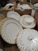 TWO BOXES CONTAINING SPODE FLEUR DE LYS GOLD