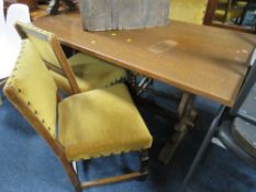 AN OAK REFECTORY DINING TABLE & FOUR CHAIRS