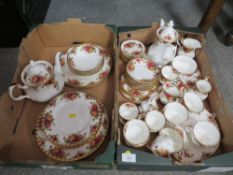 TWO TRAYS OF ROYAL ALBERT OLD COUNTRY ROSES TEA / COFFEE WARE