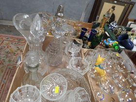 THREE TRAYS OF ASSORTED GLASSWARE TO INCLUDE BABYCHAM EXAMPLES