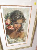 ROYO - A LARGE SIGNED LIMITED EDITION SILKSCREEN PRINT OF A LADY - No 146 / 275 46.5 x 27 CM, TOGETH