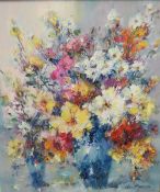 CONTINENTAL SCHOOL (XX-XXI). A floral still life impressionist study, signed lower right, oil on
