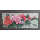 A LARGE FRAMED FLORAL PASTEL STUDY - SIGNED