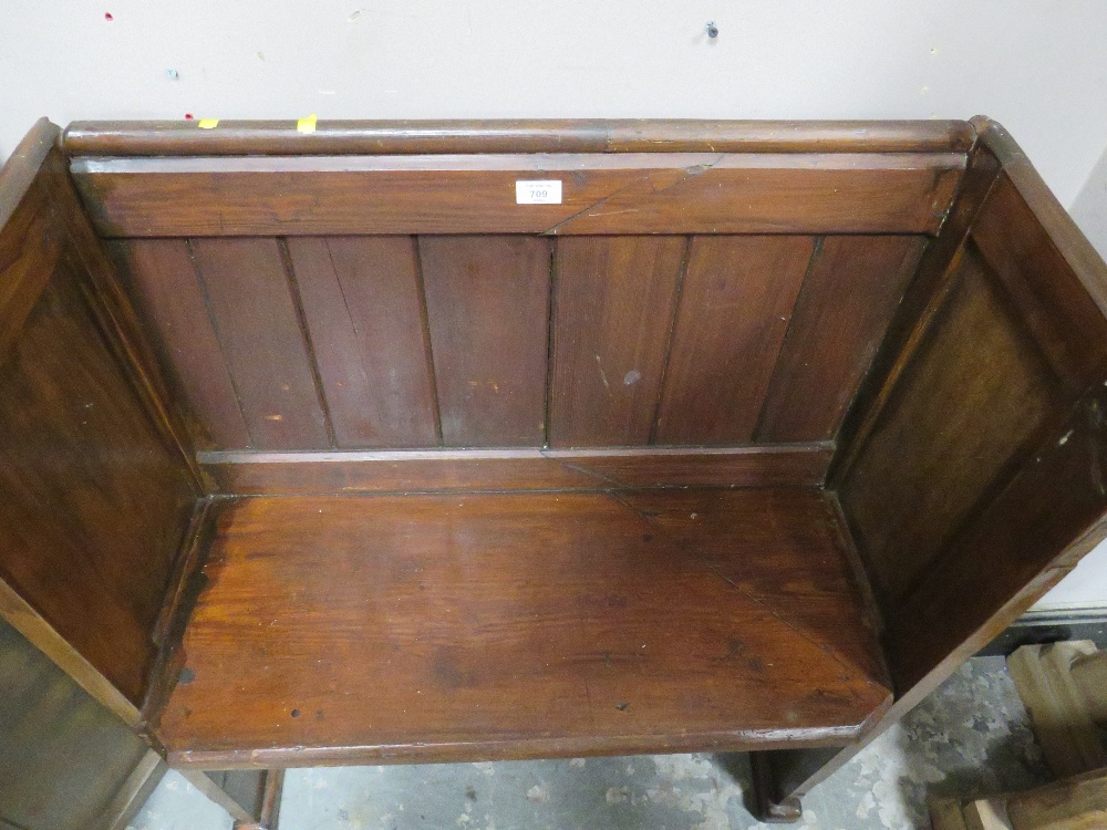 A SMALL PITCH PINE PEW W-82 CM - Image 2 of 2