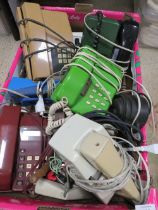 A TRAY OF VINTAGE TELEPHONES