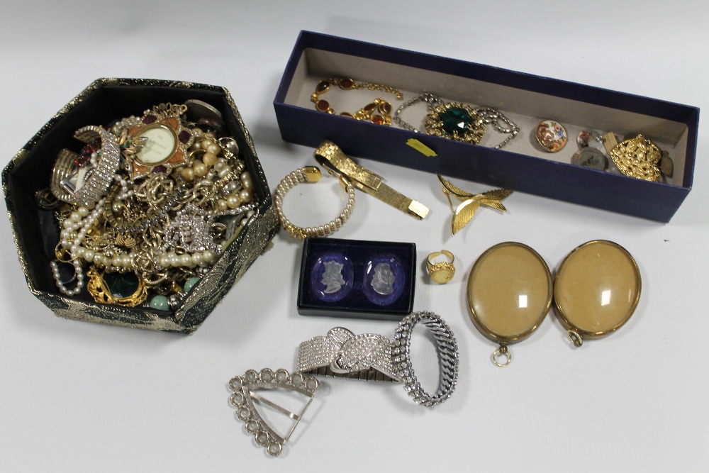 TWO BOXES OF VINTAGE COSTUME JEWELLERY