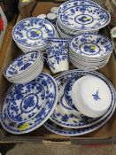 A TRAY OF ASSORTED MINTONS DELFT BLUE AND WHITE CERAMICS