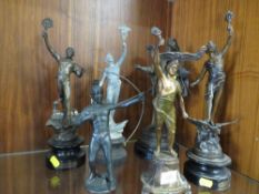 A COLLECTION OF SPELTER STYLE VINTAGE FIGURES