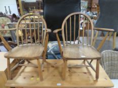 A PAIR OF SMALL HOOP BACK ARMCHAIRS