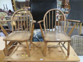 A PAIR OF SMALL HOOP BACK ARMCHAIRS