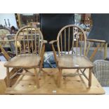 A PAIR OF SMALL HOOP BACK ARMCHAIRS