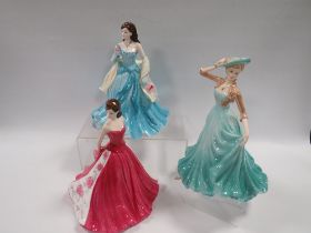 THREE COALPORT FIGURINES "HILARY" " MY SWEETHEART" AND "BIRTHDAY CELEBRATION "