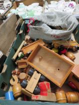 A TRAY OF ASSORTED VINTAGE WOODEN TOYS