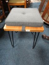 A MODERN 'HEALS' WOOD / METAL STOOL WITH SEAT PAD