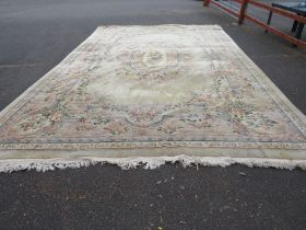 A HUGE CHINESE WOOLLEN RUG 365 X 580 CM A/F