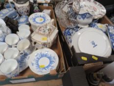 TWO TRAYS OF ASSORTED CERAMICS TO INCLUDE BLUE WEDGWOOD JASPERWARE