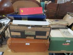 A QUANTITY OF EPHEMERA TO INCLUDE STAFFORDSHIRE RELATED ITEMS, MAPS, MUSIC ( OVER TWO TRAYS AND A