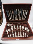 A CANTEEN OF KINGS PATTERN CUTLERY (UNCHECKED ) TOGETHER WITH A CASED CARVING SET