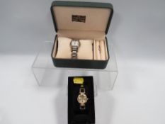 A BOXED LADIES JAGUAR WRIST WATCH ON BI-TONE BRACELET WITH SPARE LINKS TOGETHER WITH A BOXED