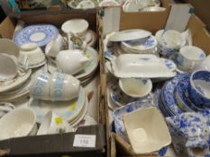 TWO TRAYS OF ASSORTED CERAMICS TO INCLUDE BLUE/WHITE EXAMPLES