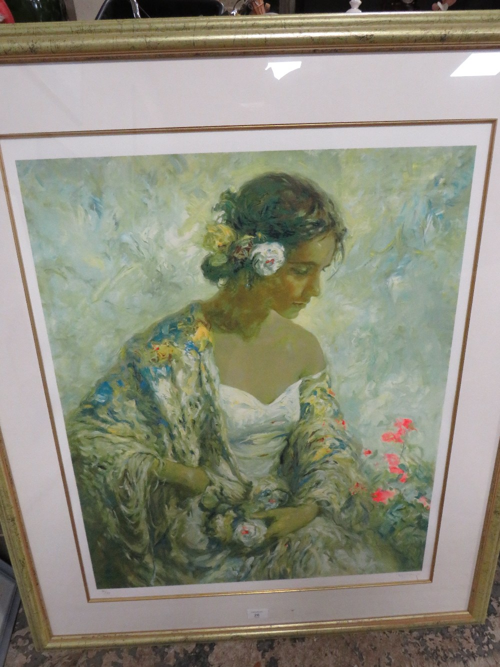 ROYO - A LARGE SIGNED LIMITED EDITION SILKSCREEN PRINT OF A LADY - No 39 / 195