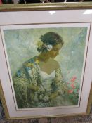 ROYO - A LARGE SIGNED LIMITED EDITION SILKSCREEN PRINT OF A LADY - No 39 / 195