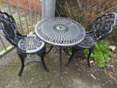 BLACK METAL OUTDOOR TABLE AND CHAIRS