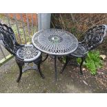 BLACK METAL OUTDOOR TABLE AND CHAIRS