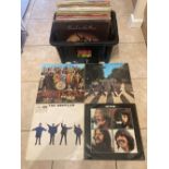 APPROX 50 LP RECORDS TO INLCUDE FOUR X BEATLES (ABBEY ROAD, SGT. PEPPERS. HELP, LET IT BE), WINGS,