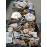 THREE TRAYS OF MIXED COLLECTABLES TO INCLUDE ROYAL WORCESTER TUREEN, FIGURES, BASSETT SWEET JAR ETC