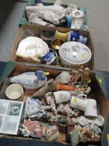THREE TRAYS OF MIXED COLLECTABLES TO INCLUDE ROYAL WORCESTER TUREEN, FIGURES, BASSETT SWEET JAR ETC
