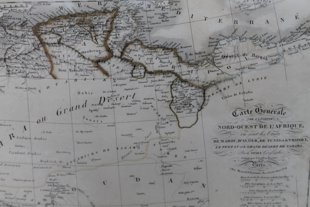 A FRAMED AND GLAZED MAP OF NORTH WEST AFRICA - PARIS 1826 BY L. VIVIEN GEOGRAPHER - Image 2 of 2