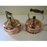 TWO COPPER AND BRASS KETTLES