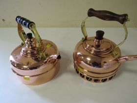 TWO COPPER AND BRASS KETTLES