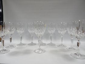 A SET OF 10 WATERFORD CRYSTAL WINE GLASSES