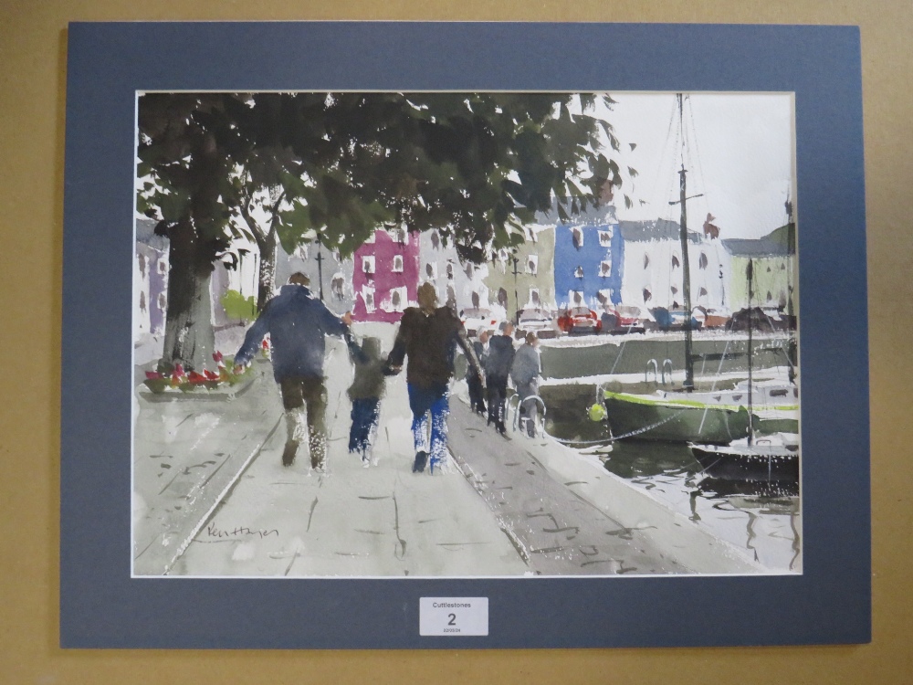 KEN HAYES (1962). 'ABERAERON', UNFRAMED WATERCOLOUR, 27.5 X 37.5 CM - Image 3 of 3